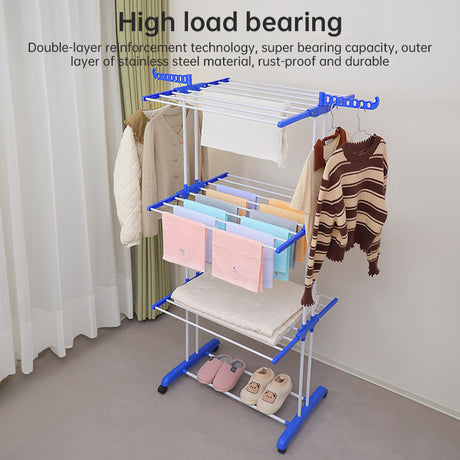 Folding Clothes Rack with Drying and Storage Functions for Bedroom, Ideal for Hanging Coats and Garments - V.I.P Digital Presence