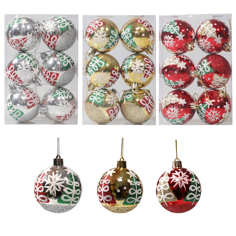 Christmas ball hand drawn pattern Christmas tree pattern decoration plastic electroplated ball decoration - V.I.P Digital Presence