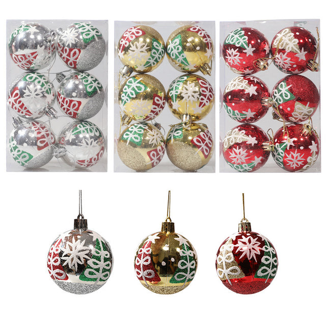 Christmas ball hand drawn pattern Christmas tree pattern decoration plastic electroplated ball decoration - V.I.P Digital Presence