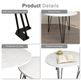 27.56'' Round Nesting Coffee Table Set of 2, Circular Nesting End Table Set Sturdy Metal Base for Living Room, bedroom, White - V.I.P Digital Presence