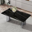 Modern minimalist dining table The black imitation marble glass desktop is equipped with silver metal legs - V.I.P Digital Presence