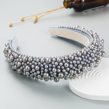 Hair Hoop Baroque Sponge Pearl Hair Accessories Women's Handmade Beaded Multicolor European and American Broad-brimmed Headband - V.I.P Digital Presence