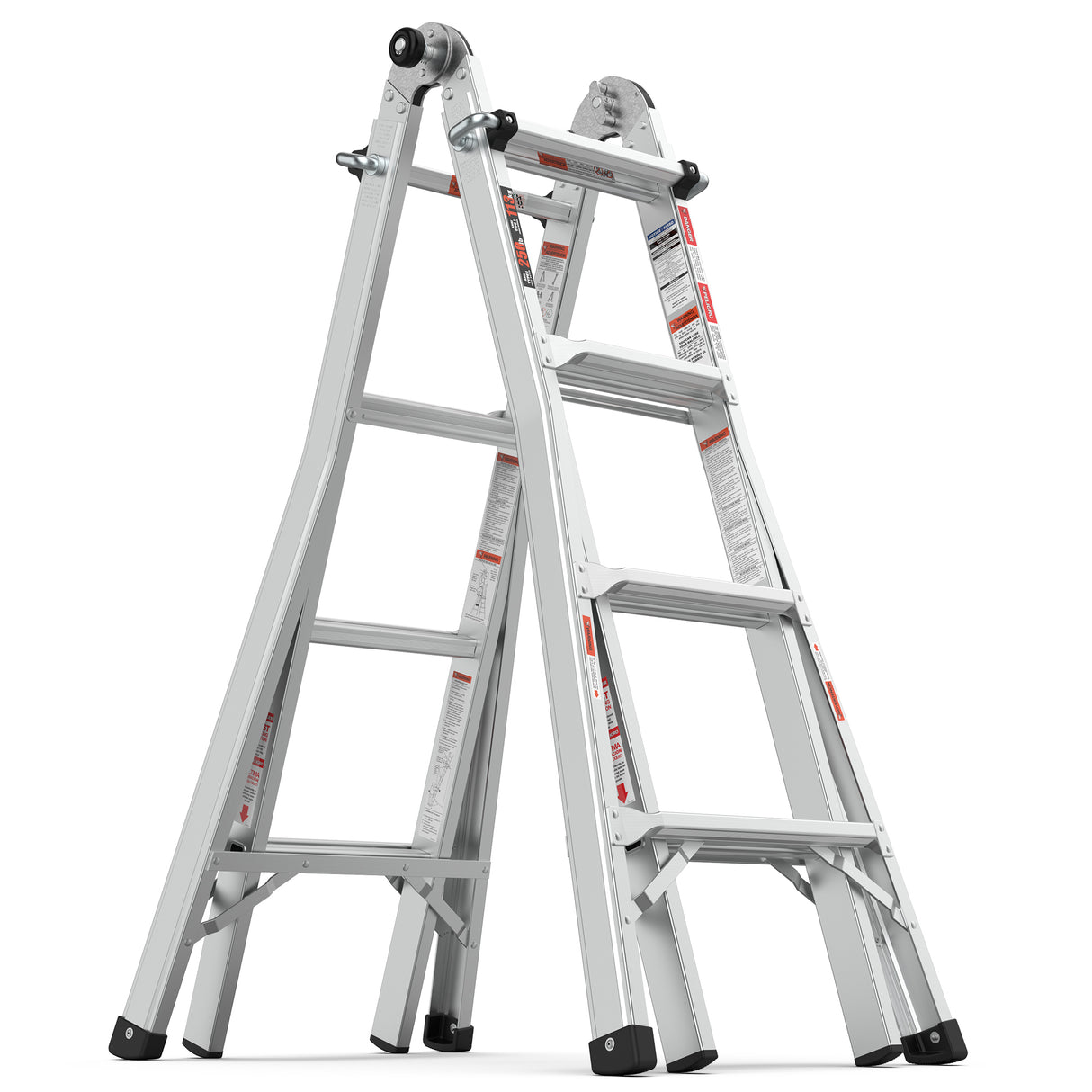 17ft Multi-Position Foldable Aluminum Ladder, A-Frame and Straight Ladder, ANSI 250lbs - V.I.P Digital Presence