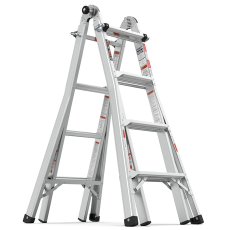 17ft Multi-Position Foldable Aluminum Ladder, A-Frame and Straight Ladder, ANSI 250lbs - V.I.P Digital Presence