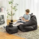 Beanbag chair with filler, beanbag sofa with tufted soft filler with memory foam, black - V.I.P Digital Presence
