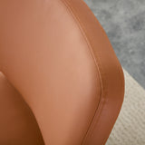 PU material cushioned rocking chair unique rocking chair cushioned seat brown backrest rocking chair black metal legs