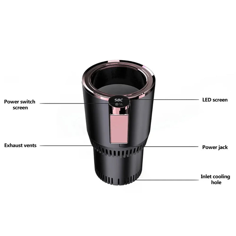 2 In1 Car Heating Cooling Cup 12V Smart Car Cup Holder Digital Temperature Display Drink Cup Warmer Cooler Mini Car Refrigerator - V.I.P Digital Presence