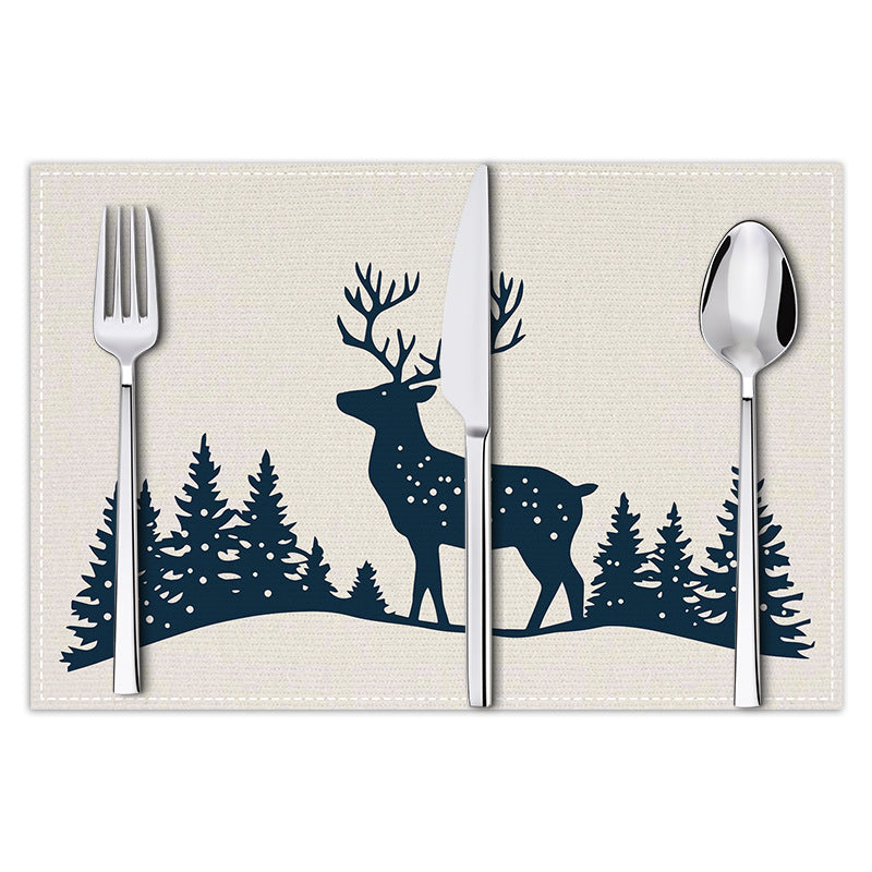 Christmas placemat reindeer print decoration insulation mat kitchen dining table coaster - V.I.P Digital Presence