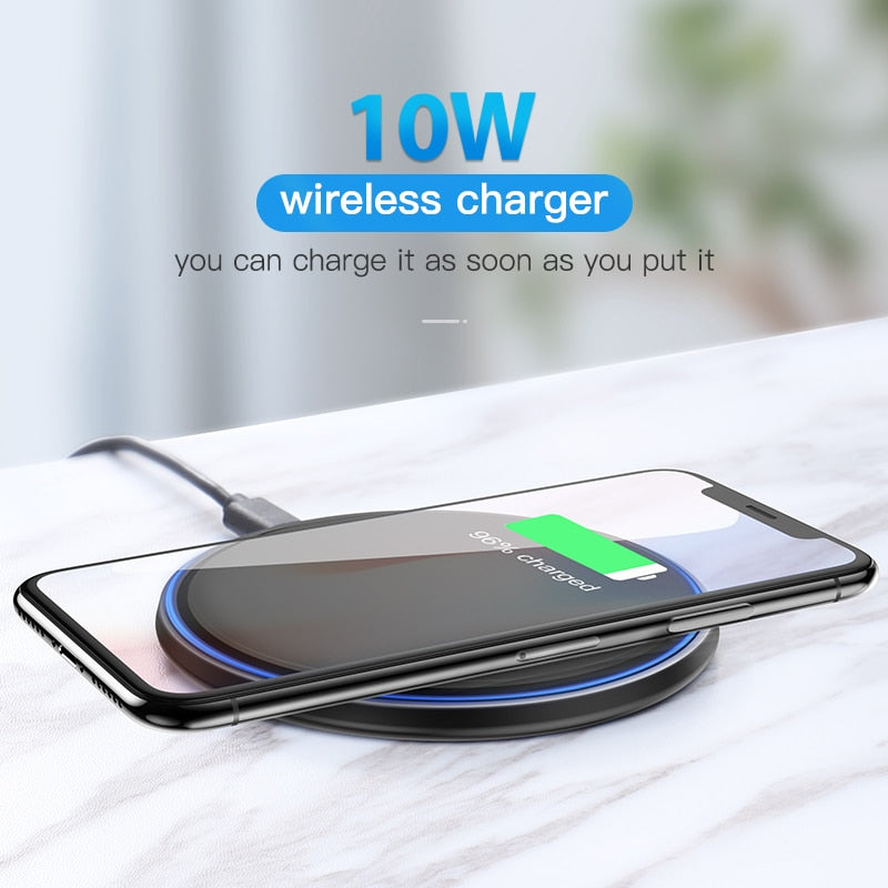 Cargador inalámbrico Qi de 10 W para iPhone X/XS Max XR 8 Plus, base de carga inalámbrica con espejo para Samsung S9 S10+ Note 9 8 