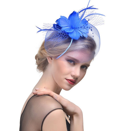 WELROG Feather Cap Lady Cocktail Dinner Party Fedoras Wedding Bridal Mesh Veil Hats Vintage Sombreros Chapeau Fascinators Hat - V.I.P Digital Presence