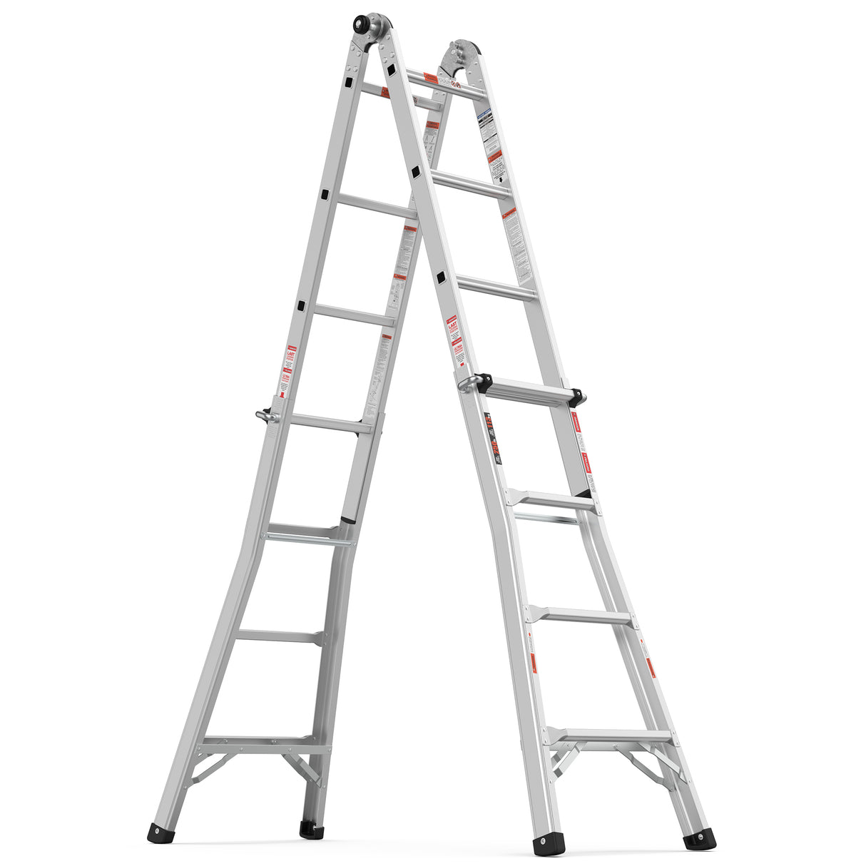 17ft Multi-Position Foldable Aluminum Ladder, A-Frame and Straight Ladder, ANSI 250lbs - V.I.P Digital Presence