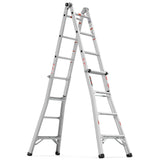 17ft Multi-Position Foldable Aluminum Ladder, A-Frame and Straight Ladder, ANSI 250lbs - V.I.P Digital Presence