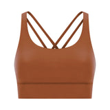 Cross back yoga bra brushed bare high-strength shock-absorbing gathering sports vest for women - V.I.P Digital Presence
