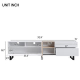 Modern TV Stand for 80'' TV with Double Storage Space Media Console Table Entertainment Center with Drop Down Door