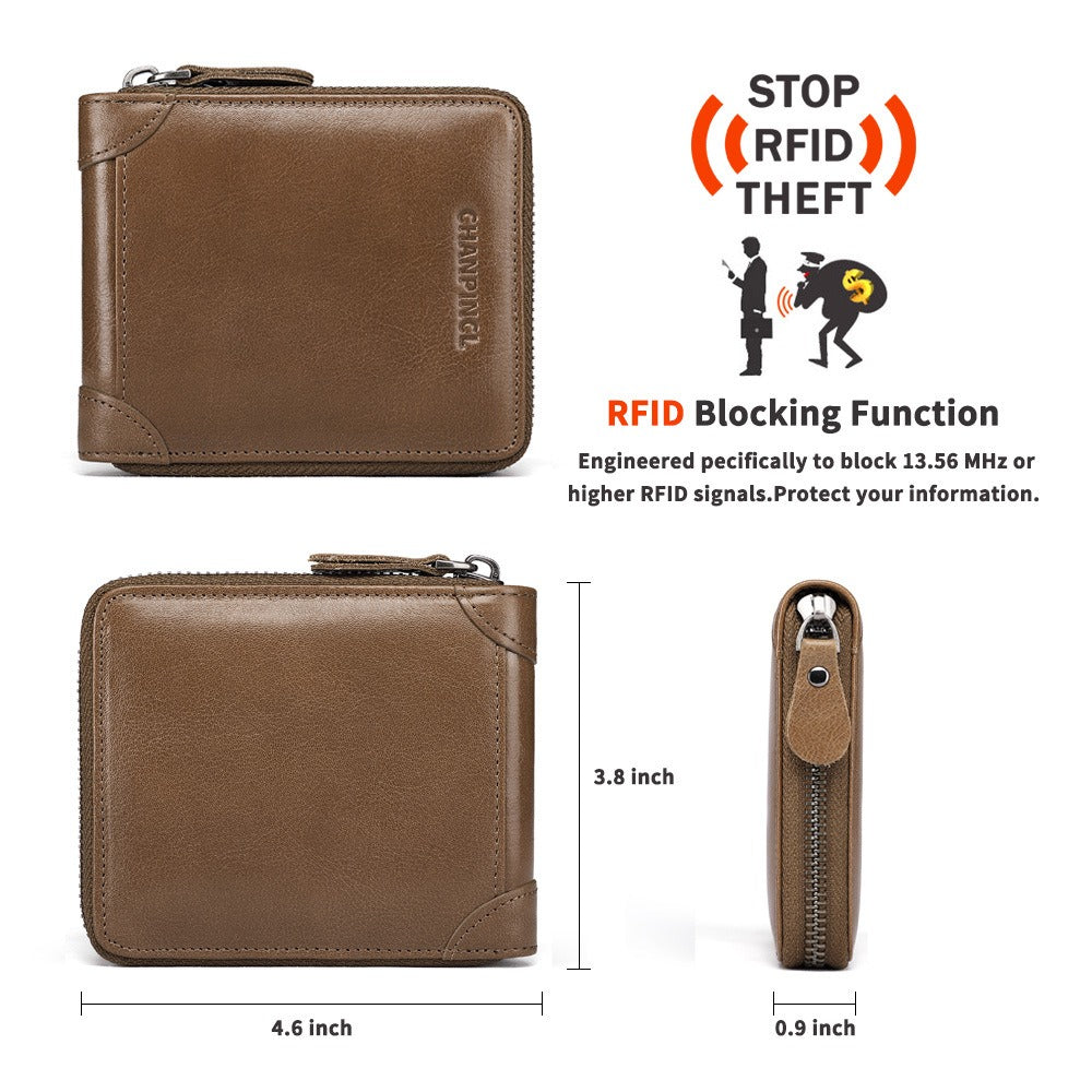 Men's Wallet Leather Zero Purse Zipper Wallet Horizontal Multi-Function Gift Box Wallet - V.I.P Digital Presence