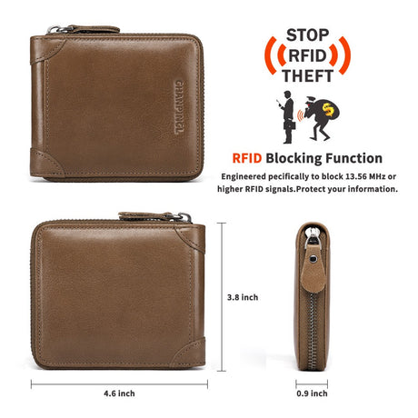 Men's Wallet Leather Zero Purse Zipper Wallet Horizontal Multi-Function Gift Box Wallet - V.I.P Digital Presence