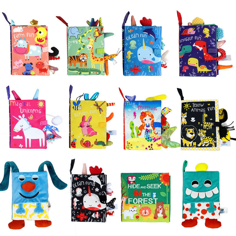 Juguetes para bebés, libros de tela tridimensionales que no se pueden romper, lavables, libros de papel con sonido para la iluminación infantil.