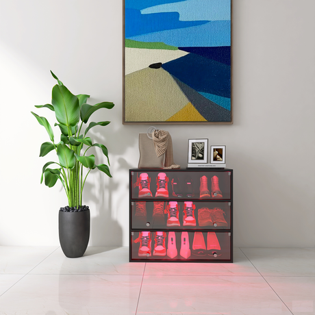 LED light shoe box three layers with glass doors - V.I.P Digital Presence