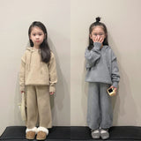 Small And Medium-Sized Children's Korean Children's Sweater Suit Winter Boys And Girls' Thick Hooded Knitting Two-Piece Set - V.I.P Digital Presence