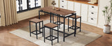 TREXM 5-piece compact bar table with table and stool - modern industrial design (dark brown) - V.I.P Digital Presence