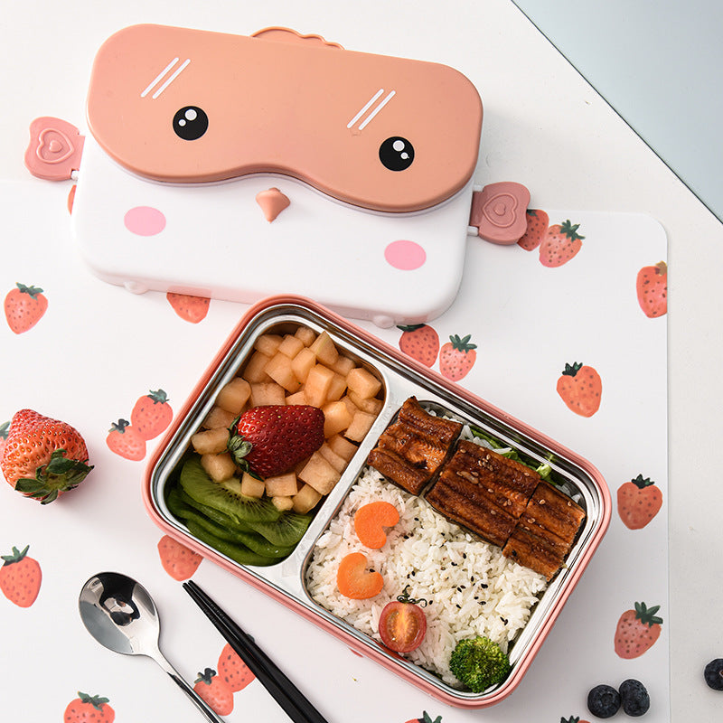 Cartoon cute microwaveable stainless steel lunch box with compartments for insulation and portable lunch box - V.I.P Digital Presence