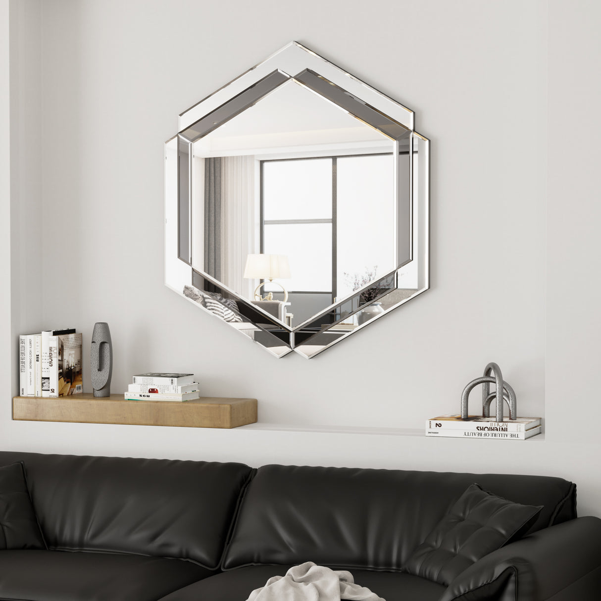 28 x 31.5 inches Wall-Mounted Silver Decorative Round Wall Mirror for Home, Living Room, Bedroom, Entryway - V.I.P Digital Presence