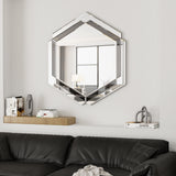 28 x 31.5 inches Wall-Mounted Silver Decorative Round Wall Mirror for Home, Living Room, Bedroom, Entryway - V.I.P Digital Presence
