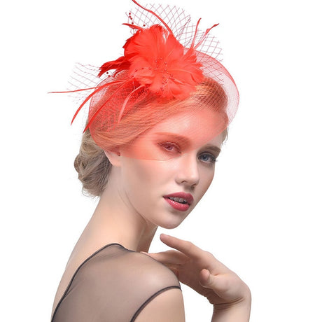 WELROG Feather Cap Lady Cocktail Dinner Party Fedoras Wedding Bridal Mesh Veil Hats Vintage Sombreros Chapeau Fascinators Hat - V.I.P Digital Presence