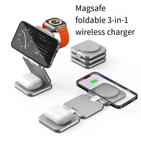 Foldable 3-in-1 wireless charger for mobile phones magnetic wireless fast charging suitable for Huawei Apple Watch charger - V.I.P Digital Presence