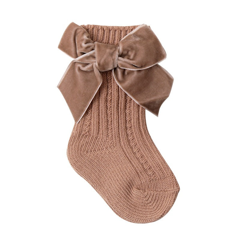 Calcetines gruesos de aguja para bebé, calcetines de otoño e invierno, calcetines cortos de longitud media para niños y niñas, calcetines de felpa de princesa