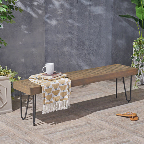 JANE INDUSTRIAL WOOD AND METAL BENCH - V.I.P Digital Presence