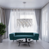 Deluxe round silver crystal chandelier, modern rectangular chandelier (excluding light bulbs) - V.I.P Digital Presence