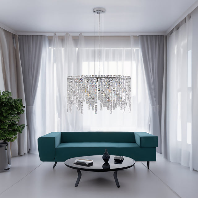 Deluxe round silver crystal chandelier, modern rectangular chandelier (excluding light bulbs) - V.I.P Digital Presence