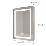 26x20 inch Bathroom Medicine Cabinet with LED Mirror, Anti-Fog, Waterproof3000K~6000K Single Door Lighted Bathroom Cabinet with Touch SwichDimmable Recessed or Surface Mount (Right Door) - V.I.P Digital Presence
