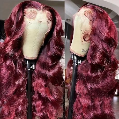 European and American fashion wine red wig hot selling front lace big wave long curly hair wig full head cover - V.I.P Digital Presence