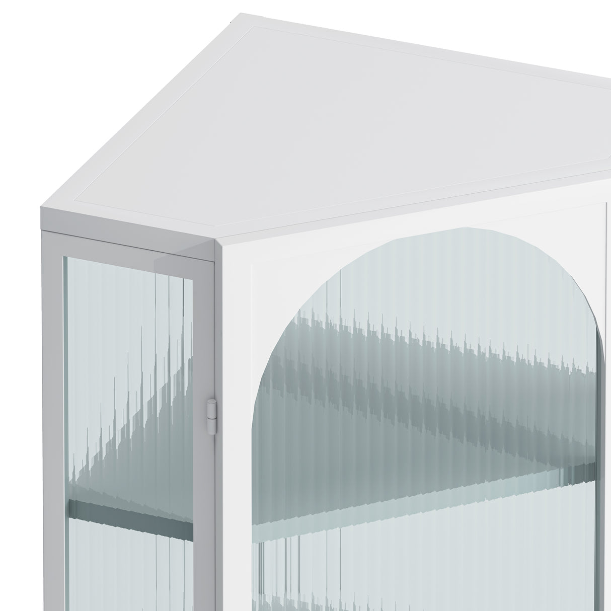 Glass Door Wall Mounted Corner Cabinet with Featuring Four-tier Storage  White