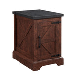 Farmhouse tea table bedside table rectangular farmhouse tea table with barn door and adjustable storage rack OAK - V.I.P Digital Presence