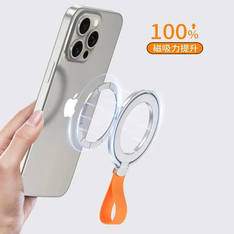 Magnetic Cell Phone Ring Holder for MagSafe Magnet Stand with Strap for IPhone 13 14 15 Samsung Mac Safe Removable Grip Bracket - V.I.P Digital Presence