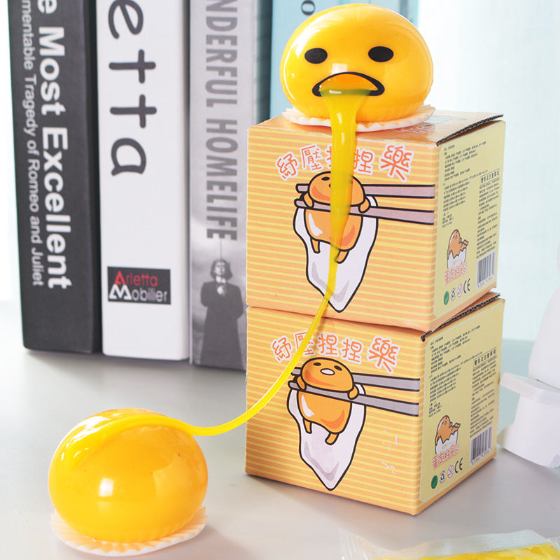 Yema de huevo para vomitar, huevo perezoso, yema de huevo, hermano, pellizco, yema de leche musical, pelota de huevo para vomitar, juguete para aliviar el estrés.