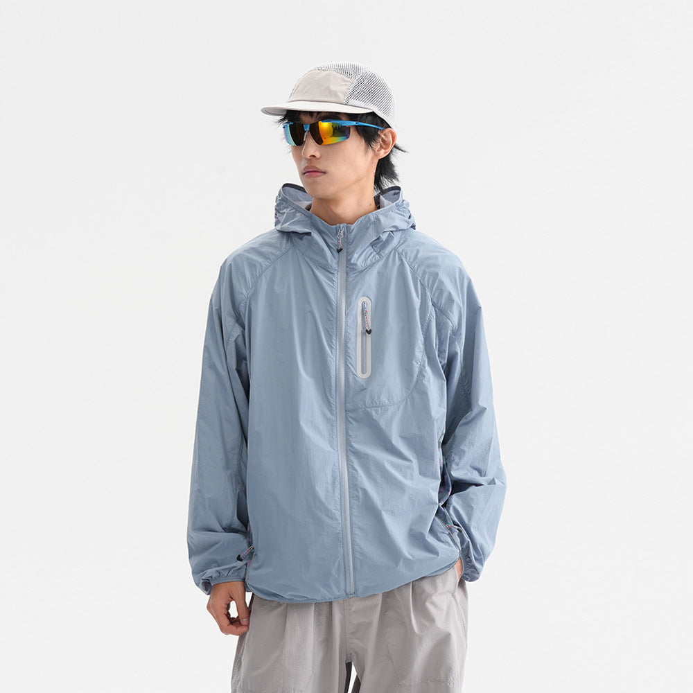 Camouflage Spliced Thin Hooded Sun Protection Clothing Men's Outdoor Sports Reflective Design Casual Jacket Trendy - V.I.P Digital Presence