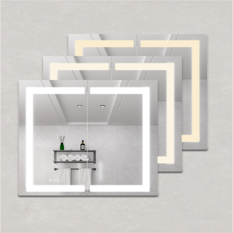 36 x 30 inch Medicine Cabinet with LED Vanity Mirror Anti-Fog  Recessed or Surface Mount Waterproof DimmableAluminum 3000K~6000K Lighted Double Door Bathroom Cabinet with Touch Switch - V.I.P Digital Presence