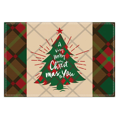 Christmas table mat with white linen snowman checkered print - V.I.P Digital Presence
