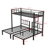 Twin over Twin & Twin Bunk Beds for 3, Twin XL over Twin & Twin Bunk Bed Metal Triple Bunk Bed, Black - V.I.P Digital Presence