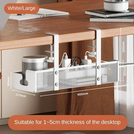 No-drill under-desk cord rack: metal mesh, high-load cable holder. - V.I.P Digital Presence