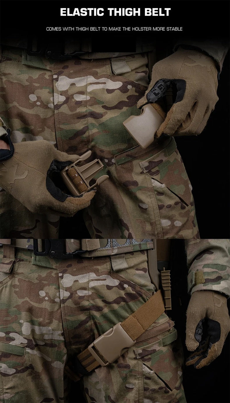 6354DO Left - handed Tactical Pistol Glock 17 Holster with X300U - A QLS Adapter, Leg Shroud, Drop, and MHA Leg Strap Kit - V.I.P Digital Presence