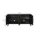 Carved Flower Door Large Storage Cabinet With Metal Handle Suitable For Living Room, Kitchen, Entryway(BLACK) - V.I.P Digital Presence