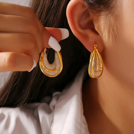 Copper Glass Stone U Shape Earrings - V.I.P Digital Presence