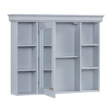35'' x 28'' Blue Wall Mounted Bathroom Storage Cabinet with Mirror Door, Modern Bathroom Wall Cabinet with Mirror - V.I.P Digital Presence