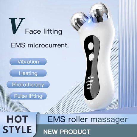Roller face slimming instrument EMS light therapy home facial V face beauty instrument lifting and firming electric face massager - V.I.P Digital Presence