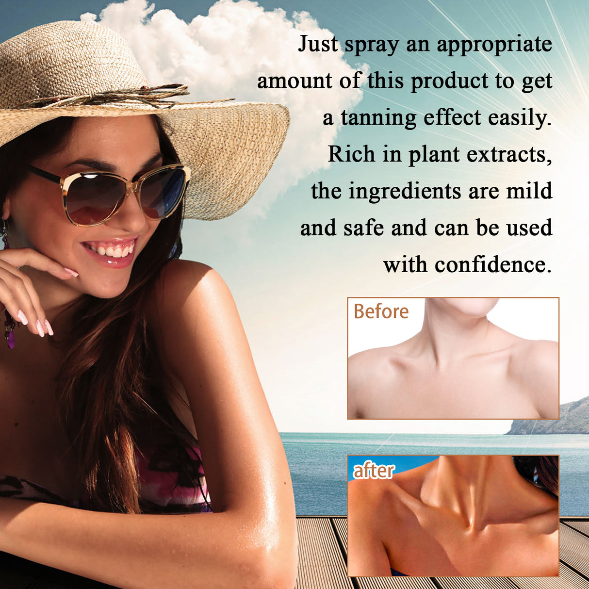 Blackening Spray, Natural Quick Tanning Wheat Bronzer Firming Skin Hydrating Summer Beach - V.I.P Digital Presence